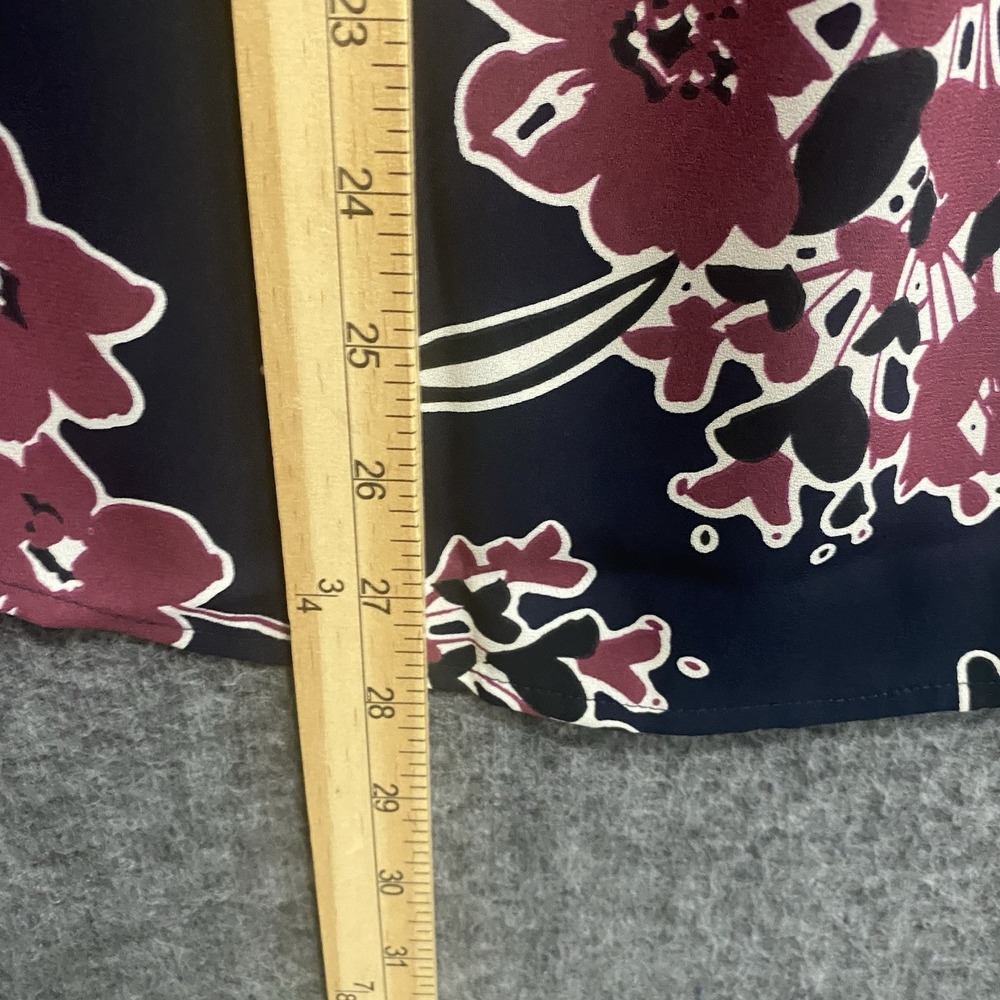 Express The Portofino Shirt Womens Medium Blue Pink‎ Floral Slim Roll Tab Office - Picture 9 of 11
